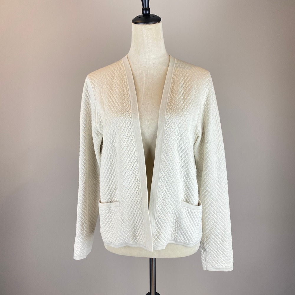 Eileen Fisher Open Front Silk Blend Cardigan Women's Size Medium Petite